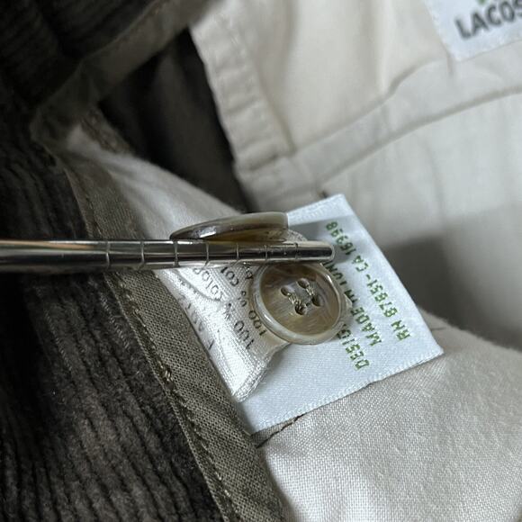LACOSTE Corduroy Pants Men 38x30 Brown Chino Preppy Old Mony Straight‎ 2605 - Picture 7 of 10